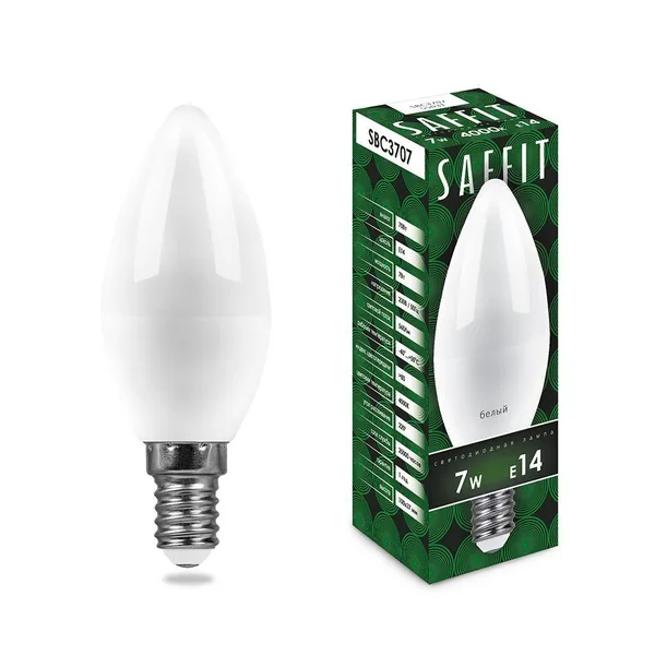 Лампа светодиодная SAFFIT SBC3707 Свеча E14 7W 6400K Feron