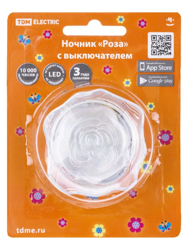 Ночник "Роза" с выключателем, 0,4 Вт, 220 В TDM — фото 7