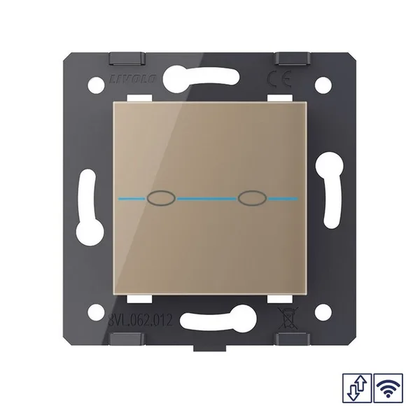 Сенсорный выключатель для штор Quadro с функцией радиоуправления, цвет золотой (механизм) Livolo — фото 2