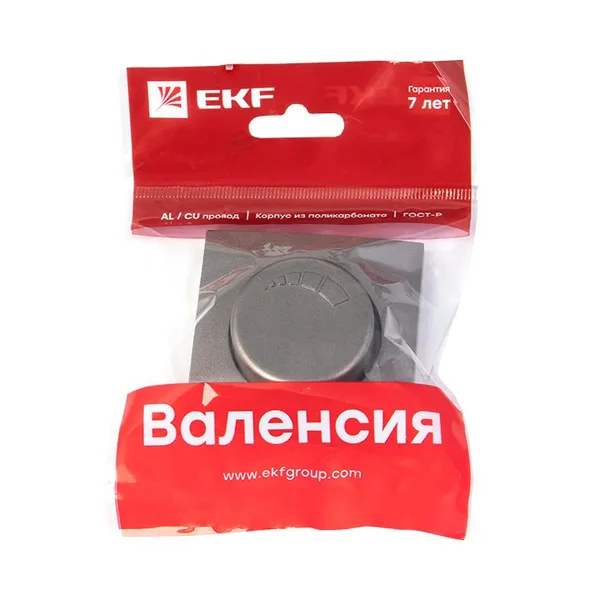 Валенсия Лицевая панель светорегулятора 600W 220В графит EKF — фото 2