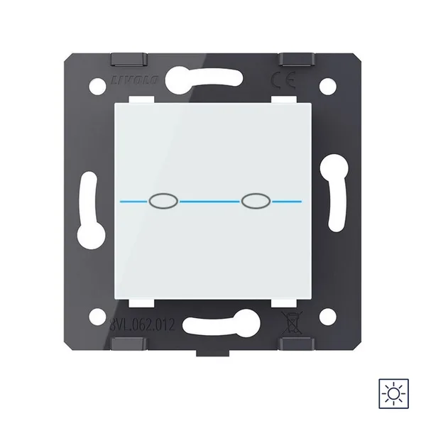 Выключатель Quadro 2 клавиши сухой контакт Белый (механизм) Livolo — фото 2