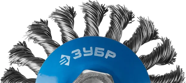 Профессионал. Щетка дисковая для УШМ, плетеные пучки стальной проволоки 0,5мм, 125ммхМ14 ЗУБР — фото 3