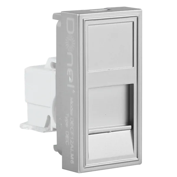 Donel Розетка DEC RJ45 UTP кат.5e, 1мод., алюм. матовая (22.5х45мм) — фото 2