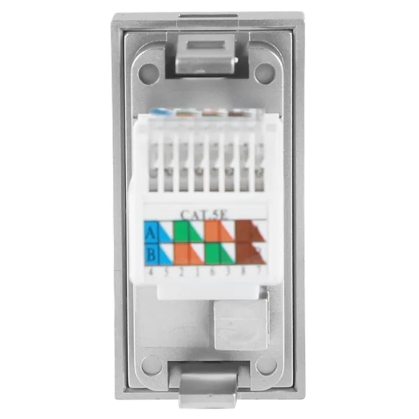 Donel Розетка DEC RJ45 UTP кат.5e, 1мод., алюм. матовая (22.5х45мм) — фото 3