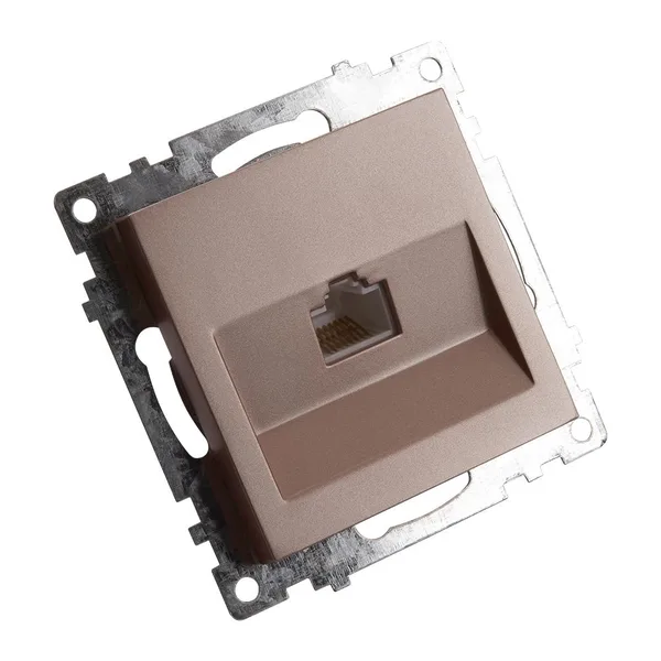 Розетка компьютерная 1-местная RJ-45 (механизм), STEKKER GLS00-7107-02, серия Катрин, шампань — фото 2