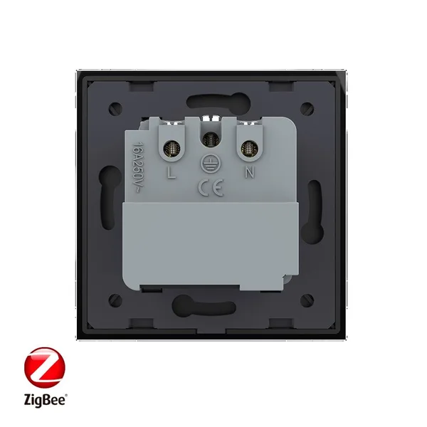 Розетка электрическая ZigBee (Wi-Fi) с заземлением защитными шторками 16A 1 пост Черная Livolo — фото 4