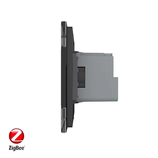 Розетка электрическая ZigBee (Wi-Fi) с заземлением защитными шторками 16A 1 пост Черная Livolo — фото 3