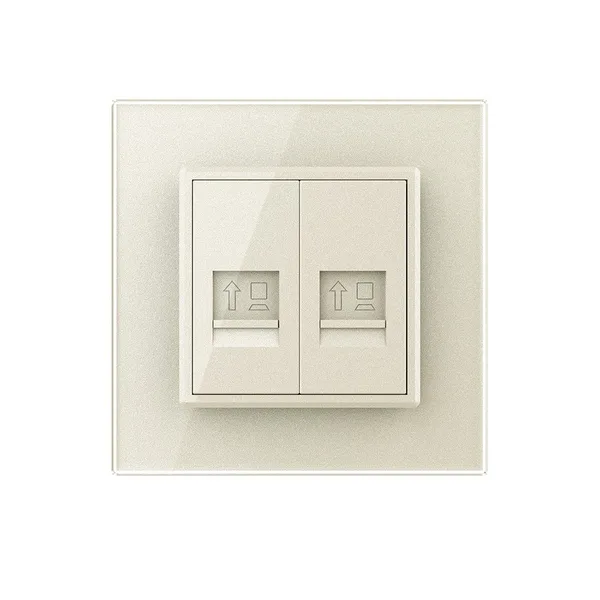 Розетка интернет двойная RJ-45 кат.6 1 пост, цвет жемчужный Livolo — фото 2