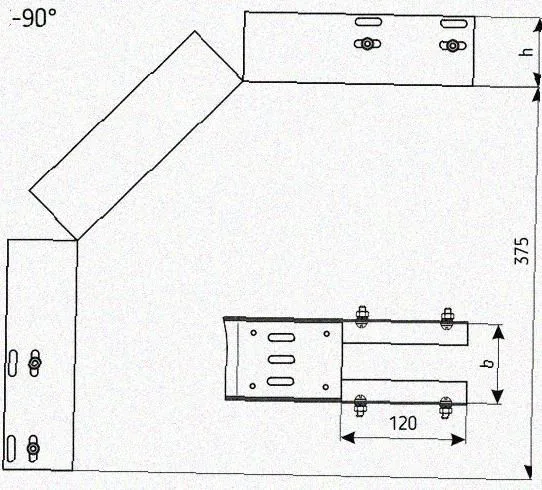 Лоток перфорированный КС 100х80-90 УТ1,5 для поворота трассы вниз на 90, горячее цинкование, S2,0 Курганский ЗЭМИ — фото 3