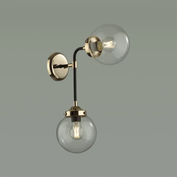 Бра E27 2*40W PRIAMA черный/золотой/прозрачный/стекло ODEON LIGHT — фото 3