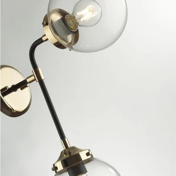 Бра E27 2*40W PRIAMA черный/золотой/прозрачный/стекло ODEON LIGHT — фото 5