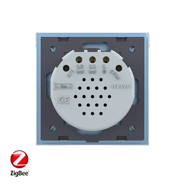 Сенсорный выключатель ZigBee (Wi-Fi) 2 клавиши 1 пост Синий Livolo — фото 4