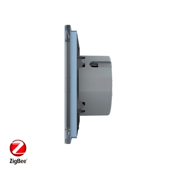 Сенсорный выключатель ZigBee (Wi-Fi) 2 клавиши 1 пост Синий Livolo — фото 3
