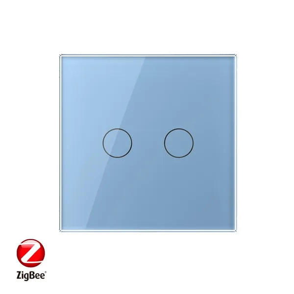 Сенсорный выключатель ZigBee (Wi-Fi) 2 клавиши 1 пост Синий Livolo — фото 2