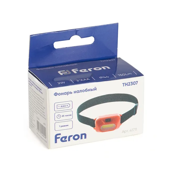 Фонарь налобный ЭКОНОМ на батарейках 3*AAA FERON TH2306 2W COB IP44 пластик — фото 5