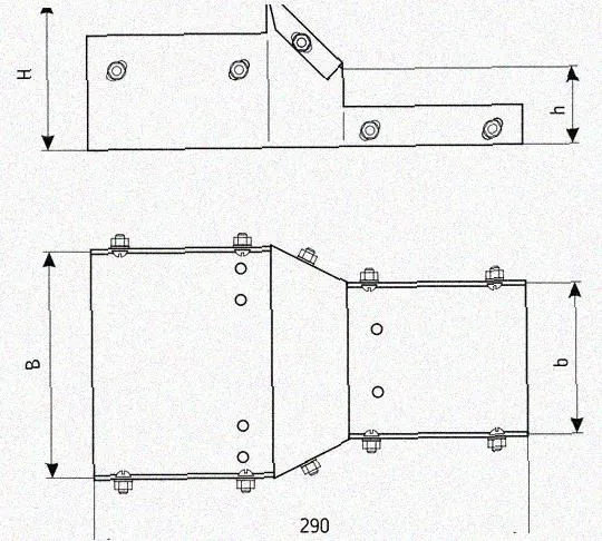 Лоток переходной замковый ЛПЗ 150х100-100х50 УХЛ1, оцинкованный лист, S1,5 Курганский ЗЭМИ — фото 3