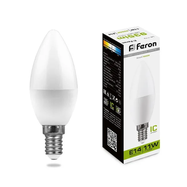 Лампа светодиодная Feron LB-770 Свеча E14 11W 4000K — фото 3