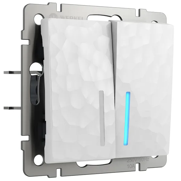 Hammer Механизм выключателя СУ 2 кл. с подсветкой 10А Белый IP20 Werkel — фото 2