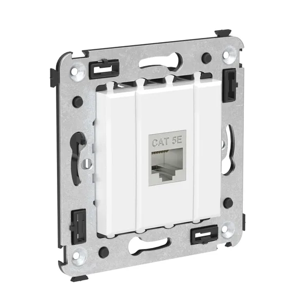 Компьютерная розетка RJ-45 без шторки в стену, кат.5e одинарная экранированная, "Avanti", "Белое облако" DKC — фото 2