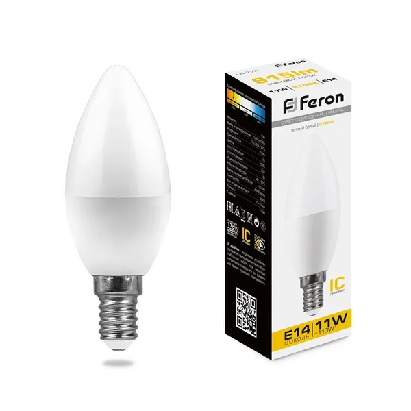 Лампа светодиодная Feron LB-770 Свеча E14 11W 2700K — фото 2