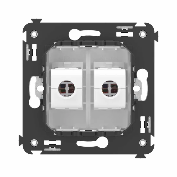 Компьютерная розетка RJ-45 без шторки в стену, кат.6А двойная, "Avanti", "Белое облако" DKC — фото 4