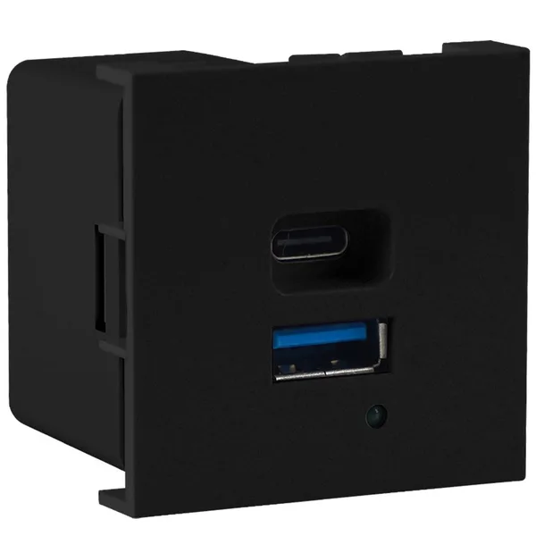 Donel USB зарядное устройство, 4.2A, 65W, Type A + C, 2 мод., черн. матовая (45х45мм) — фото 2