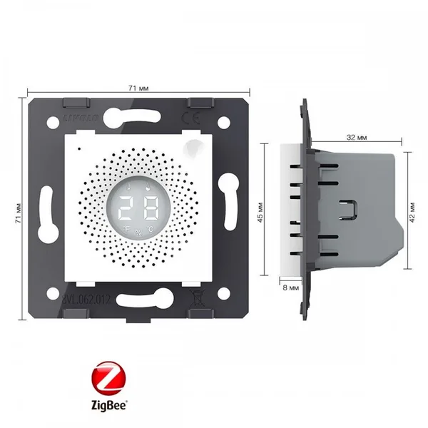 Датчик температуры и влажности ZigBee, цвет белый (механизм) Livolo — фото 5