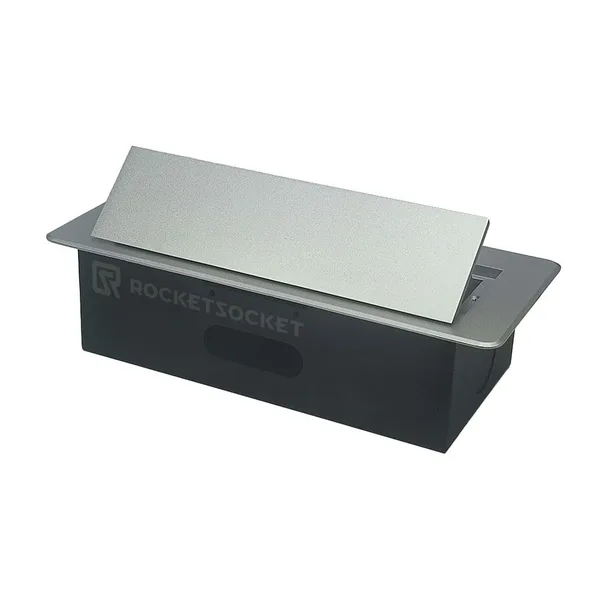 Розетка горизонтальная выдвижная 2 Euro 16A, 2 USB A с блоком 5В/2.1А, RJ45 RocketSocket, цвет серый LIVOLO — фото 6