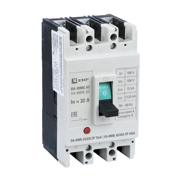 Выключатель автоматический ВА-99МL 63/ 32А 3П 15кА EKF Basic
