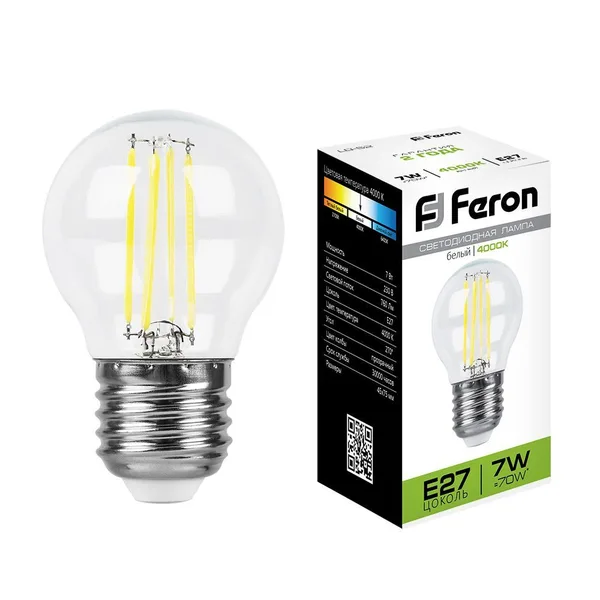 Лампа светодиодная Feron LB-52 Шарик E27 7W 4000K — фото 2
