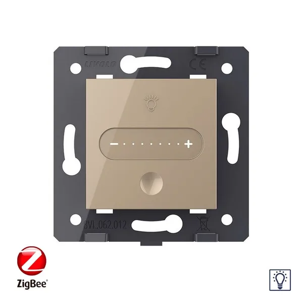 Одноклавишный проходной сенсорный диммер ZigBee, цвет золотой (механизм) Livolo — фото 3