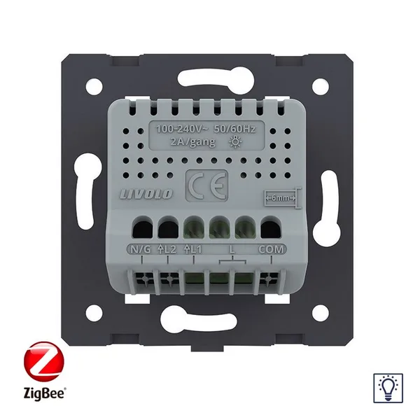 Одноклавишный проходной сенсорный диммер ZigBee, цвет золотой (механизм) Livolo — фото 4