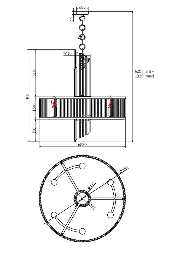 Подвесной светильник 6*E14 60Вт Золото IP20 Frame MOD174PL-06G Maytoni — фото 2