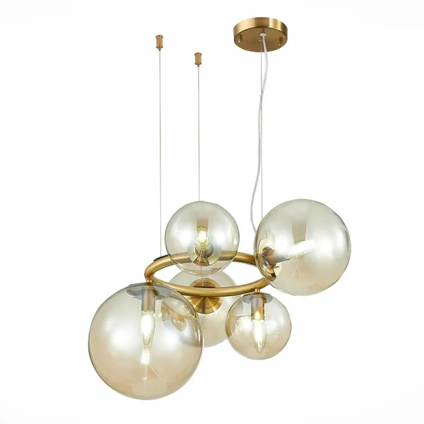 Люстра подвесная Латунь/Коньячный E14 5*40Вт SL1162.303.05 ST LUCE