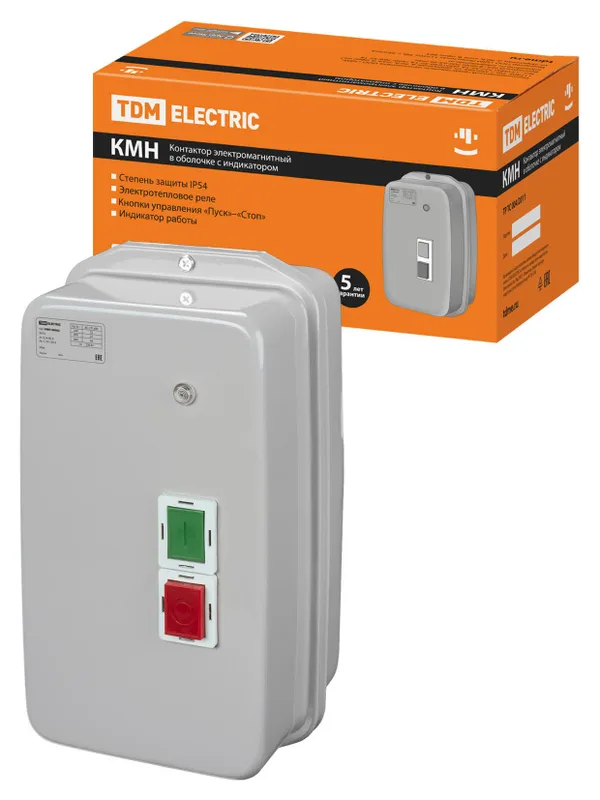 Контактор КМН48062 80А в оболочке с индикатором Ue=220В/АС3 IP54 TDM — фото 2