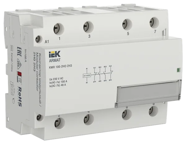 Контактор модульный KMR 100А 24В AC/DC 2НО 2НЗ ARMAT IEK