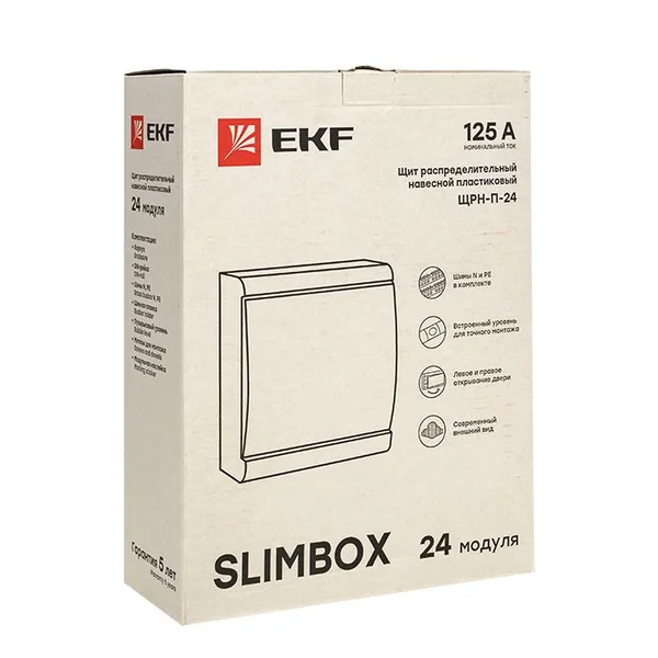 Щит распределительный ЩРН-П-24 "SlimBox" белая дверца IP41 PROxima EKF — фото 3