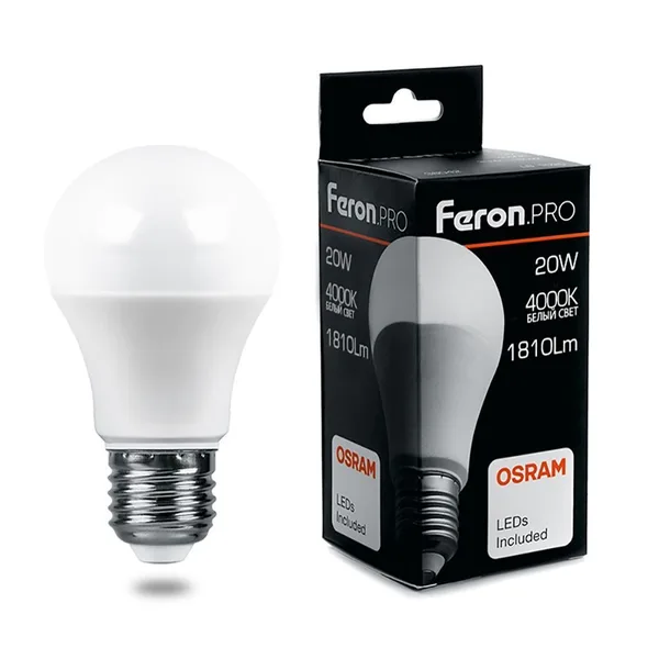 Лампа светодиодная Feron.PRO LB-1020 Шар E27 20W 4000K — фото 2