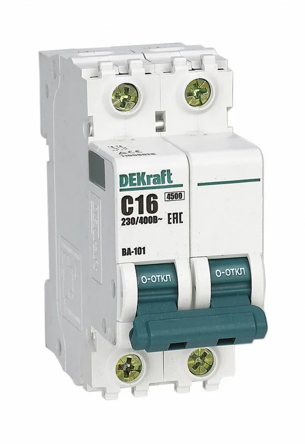 Автоматический выключатель ВА-101 2P 6А C 4.5кА DEKraft