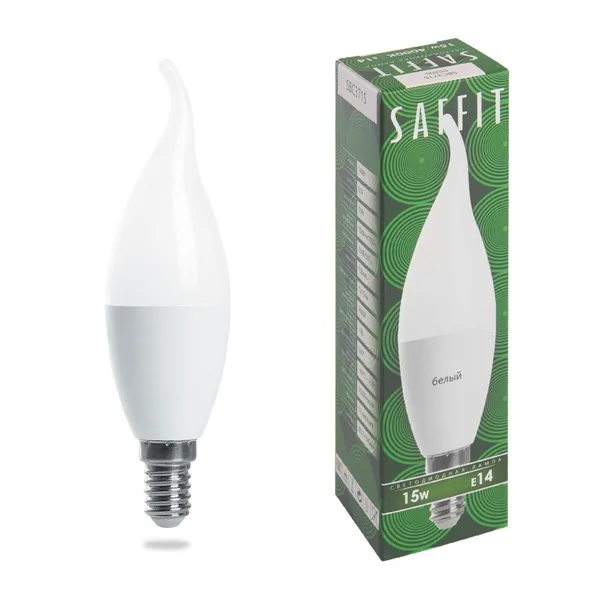 Лампа светодиодная SAFFIT SBC3715 Свеча на ветру E14 15W 4000K Feron