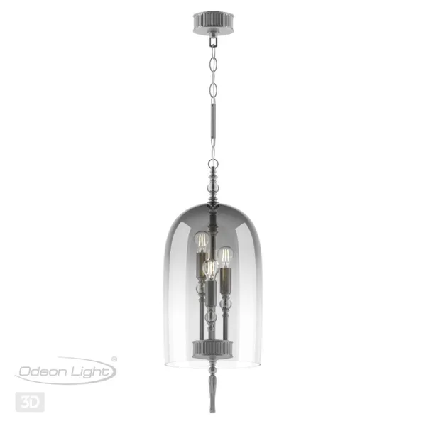 Подвес E14 3*40W BELL серебрист.с патиной/дымчатый/стекло ODEON LIGHT — фото 4
