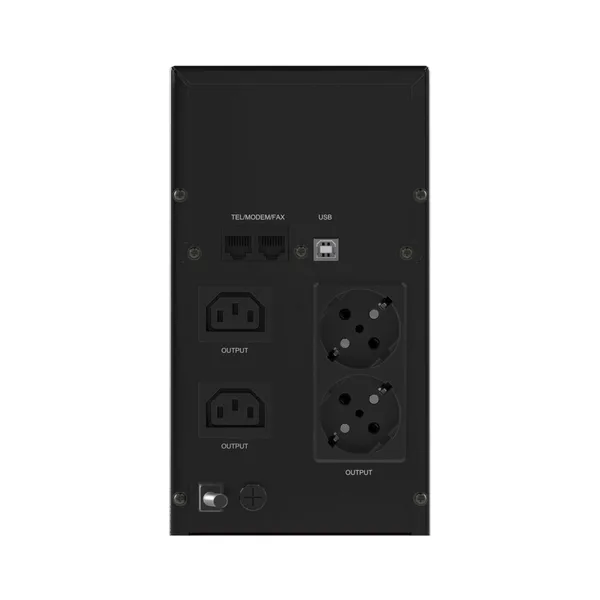 Линейно-интерактивный ИБП ДКС серии Info LCD, 2000 ВА/1200 Вт, 1/1,2xIEC C13, 2xSchuko, USB + RJ45, LCD, 2x9Aч DKC — фото 4