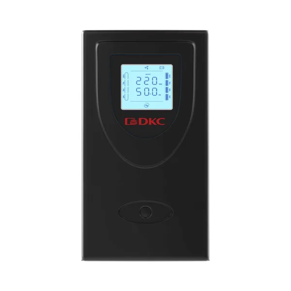 Линейно-интерактивный ИБП ДКС серии Info LCD, 2000 ВА/1200 Вт, 1/1,2xIEC C13, 2xSchuko, USB + RJ45, LCD, 2x9Aч DKC — фото 3