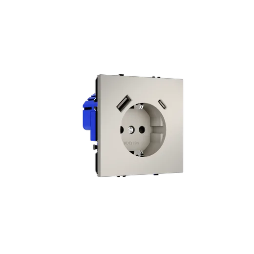 Розетка встраиваемая Voltum S70 с заземлением и защитными шторками, 16А, с USB, A+C, (кашемир) — фото 19