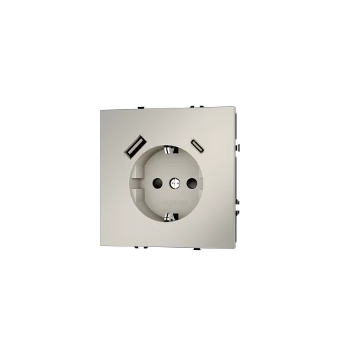 Розетка встраиваемая Voltum S70 с заземлением и защитными шторками, 16А, с USB, A+C, (кашемир) — фото 18