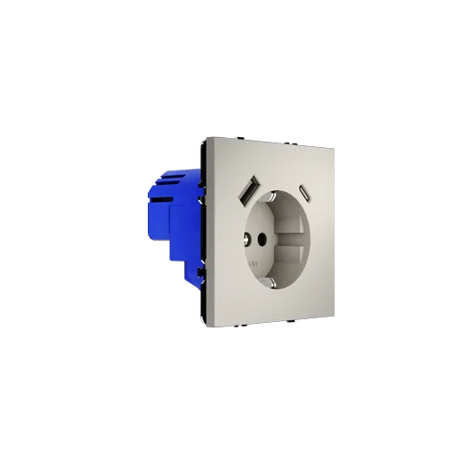 Розетка встраиваемая Voltum S70 с заземлением и защитными шторками, 16А, с USB, A+C, (кашемир) — фото 20