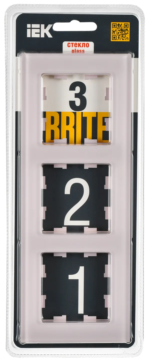 BRITE Рамка 3-мест. РУ-3-2-Бр стекло розовый матовый IEK — фото 2