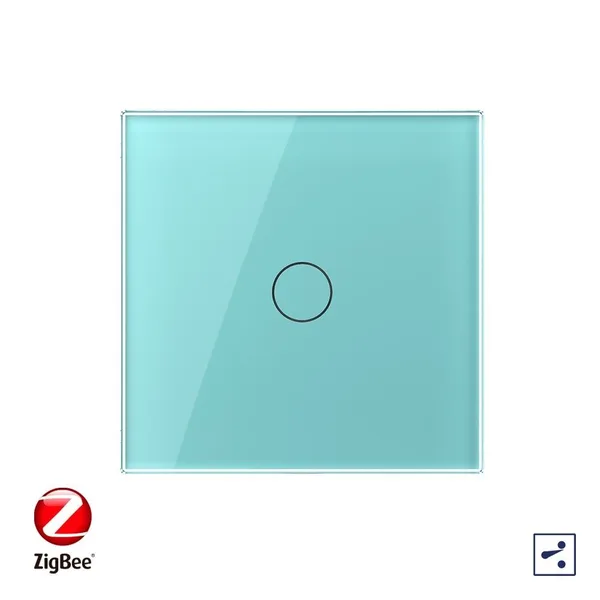 Сенсорный проходной выключатель ZigBee (Wi-Fi) 1 клавиша 1 пост Зеленый Livolo — фото 2
