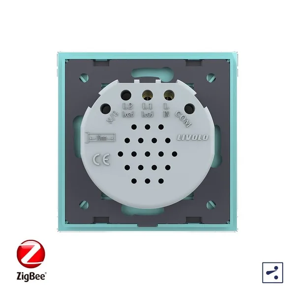 Сенсорный проходной выключатель ZigBee (Wi-Fi) 1 клавиша 1 пост Зеленый Livolo — фото 4