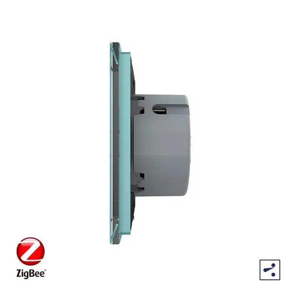 Сенсорный проходной выключатель ZigBee (Wi-Fi) 1 клавиша 1 пост Зеленый Livolo — фото 3